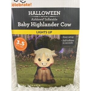 Halloween Baby Highlander Cow Airblowin Inflatable Lights Yard Decor Holiday 3.5